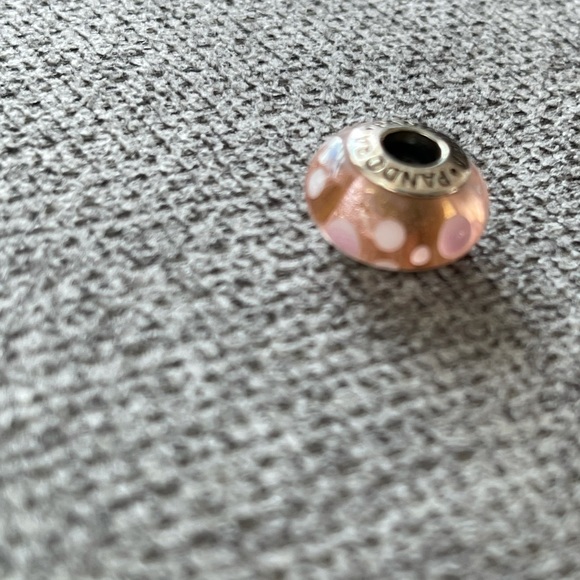Pandora Glass Pink Dotted Polka Dot Glass Murano Charm EUC - Picture 3 of 11